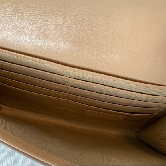 Metallic rose gold clutch crossbody purse with gold chain by Halogen - Picture 4 of 5